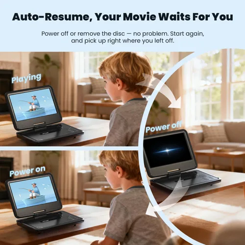 Miniatura 7 de ieGeek Reproductor de DVD portátil de 11.5 pulgadas para niños y automóvil, pantalla de protección ocular de 9.5 pulgadas con batería recargable