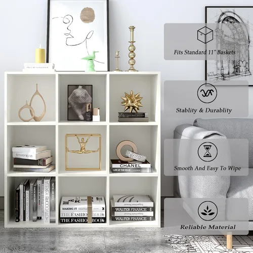 Miniatura 19 de OSCHF - Estantería de almacenamiento de 12 cubos, estantería de madera de 3 niveles con espacios abiertos para el hogar y la oficina, organizador