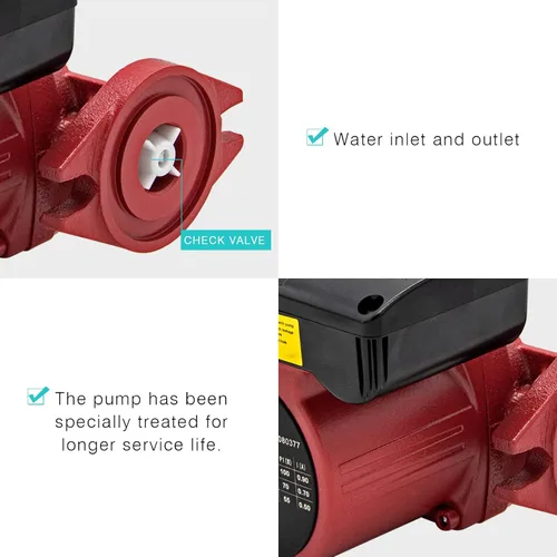 Miniatura 8 de JASSFERRY Bomba de recirculación de 1 pulgada Sistema de recirculación de agua caliente de 1/8 HP Reemplazo de bombas de circulación para calentador