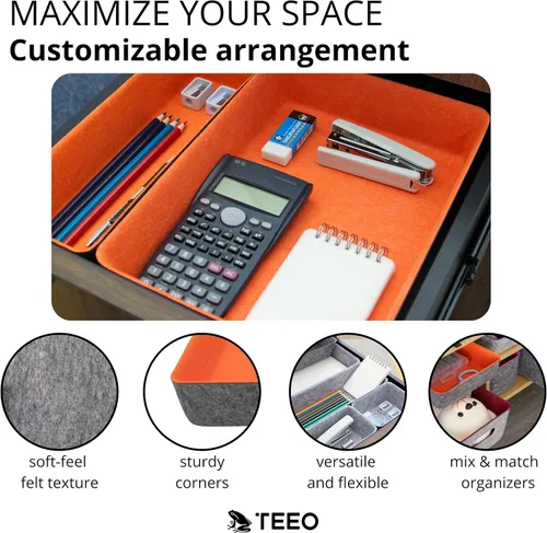 Miniatura 2 de Teeo - Organizadores divisores de cajones - Bandejas de maquillaje para tocador - Organizador de cajones - Organizador de cajones de oficina