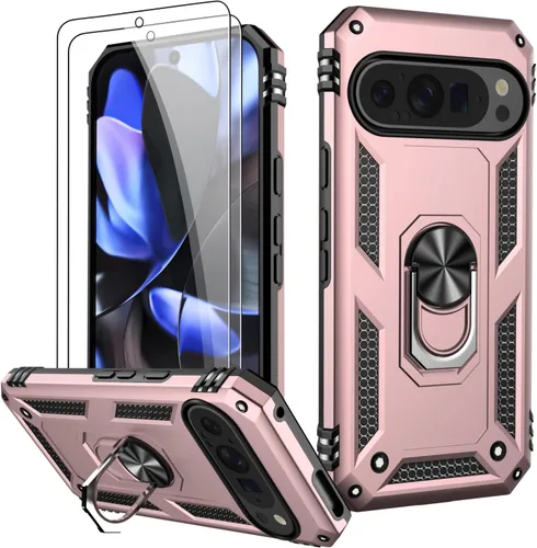 Miniatura 25 de LUMARKE Funda para Google Pixel 5 con protector de pantalla, pasa 16 pies, probada en caídas, grado militar, con soporte de anillo magnético, Rojo