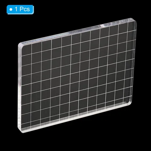 Miniatura 3 de PATIKIL Bloque de sello acrílico de 5 x 3.5 pulgadas, bloque de estampado transparente con líneas de cuadrícula, bloques de montaje decorativos