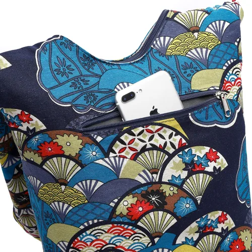 Miniatura 226 de Bolsa de hombro para mujer, de lona en estilo hippie/bohemio para llevar cruzada al hombro, disponible en diferentes colores y estampados