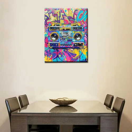 Miniatura 3 de Tucocoo Boomboxes retro - Pintura por números para adultos, radio, pintura al óleo, pinturas acrílicas, Banksy Street 80, música, arte, Pintar por