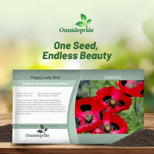 Miniatura 5 de Outsidepride Lady Bird - Semillas de amapola – 10000 piezas anuales, compactas, fáciles de cultivar y de bajo mantenimiento con flores rojas