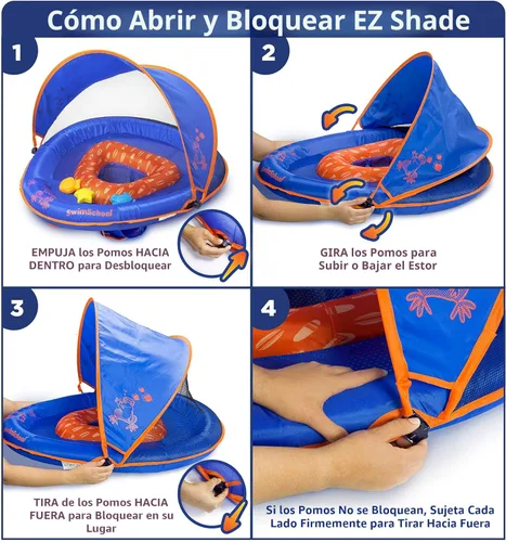 Miniatura 7 de SwimSchool Infant Baby Pool Floats, Free Swimming, Super Buoyant – Ages 6-24 Months – Multiple Colors/Styles – Adjustable Canopies and Seats, Splash