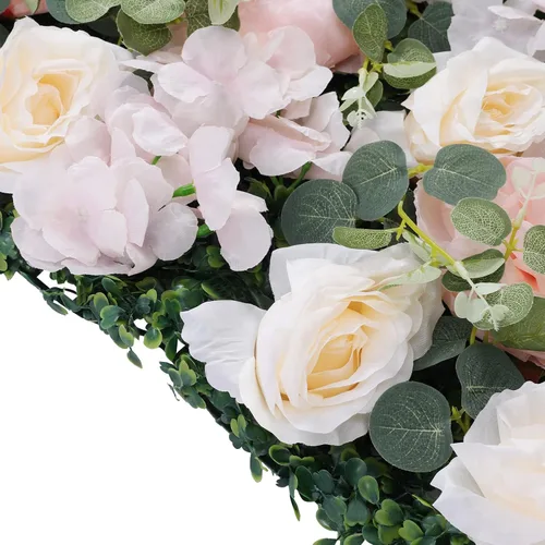Miniatura 8 de Paneles de flores artificiales para decoración de pared, 6 piezas de rosas falsas, peonía, eucalipto, telón de fondo de pared de rosas para fiesta 6