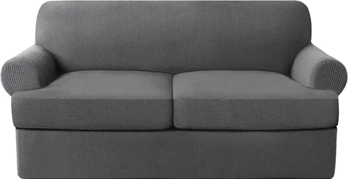 Miniatura 25 de Fundas elásticas para sofá de gama alta con fundas de cojín de asiento en T separadas, fundas de sofá jacquard de elastano, protector de muebles