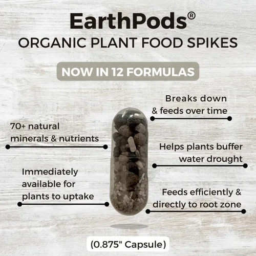 Miniatura 2 de 100 EarthPods - Picos de fertilizante de hibisco bio orgánico - Plumeria y buganvilla - Palitos de alimento para plantas tropicales - Fórmula