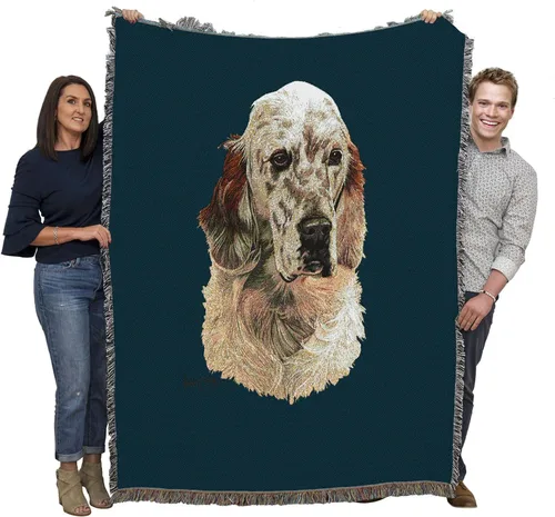 Pure Country Weavers Manta tejida English Setter Blue BG por Robert May - Manta de tapiz de algodón, fabricada en los Estados Unidos, 72 x 54