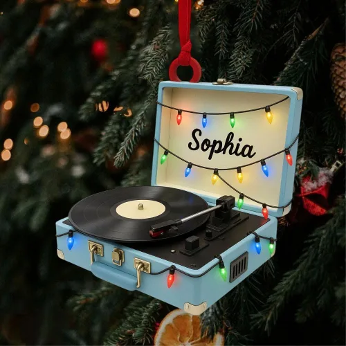 Miniatura 14 de Adorno de Disco de Vinilo Retro Personalizado 2025, Adorno de Músico Personalizado para Amantes de la Música, Decoración de Árbol de Navidad