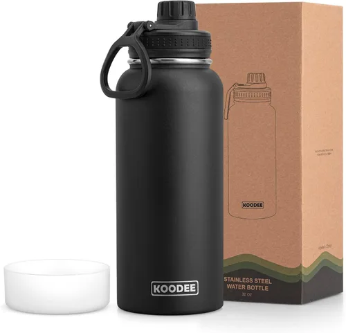 Miniatura 158 de koodee Insulated Water Bottle, 32 oz Stainless Steel Double Wall Vacuum Wide Mouth Sport Bottle with Leakproof Spout Lid (Navy)