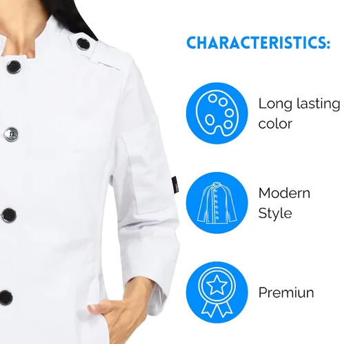 Miniatura 4 de Abrigo de chef ejecutivo Narvik Elegancia, durabilidad y comodidad para mujer para el uso diario