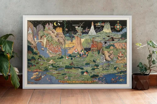 Land of Make Believe - Imaginary Map 1930 de Jaro Hess - Impresión de mapa histórico - 24 x 16 pulgadas