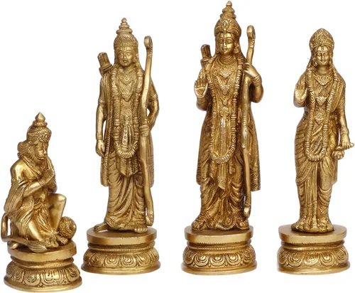 Miniatura 2 de ARTVARKO™ Estatua de latón Ram Darbar Shree Ram Ji Sita Laxman Hanuman Decoración de oficina en casa Puja Idol Murti para regalo del templo Mandir