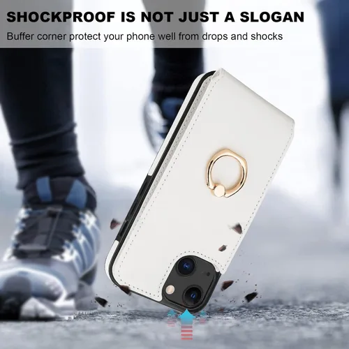 Miniatura 7 de Folosu Compatible con iPhone 13 Funda cartera con tarjetero con rotación de 360°, soporte de anillo de dedo con función atril, bloqueo RFID, piel