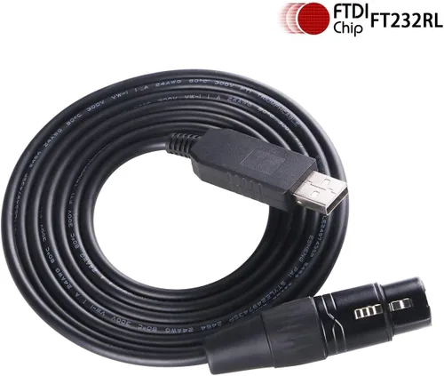 Miniatura 2 de USB a RS485 DMX-512 hembra XLR 3 pines para equipo de luz de escenario de control para software Freestyler (5 pies)