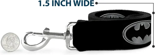 Miniatura 6 de Buckle-Down Correa para perro Batman Shield Negro Plata 4 pies de largo 1.0 pulgadas de ancho, multicolor (DL-WBM002)