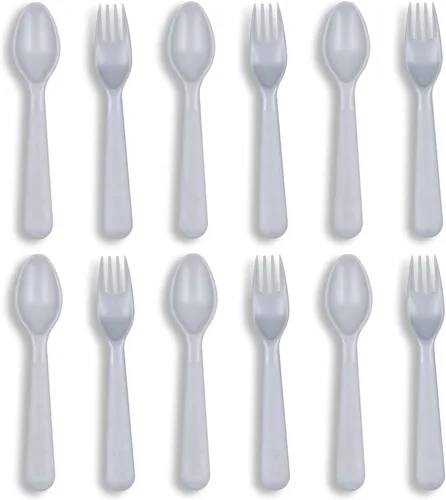 Miniatura 17 de cubiertos para niños cucharas y tenedores utensilios para niños pequeños plásticos reutilizables juego de cubiertos para bebés vajilla para la Dulce