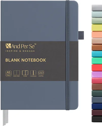 Miniatura 107 de &And Per Se - Cuaderno en blanco, 160 páginas, 5.7 x 8 pulgadas, cuaderno de rayas estrechas con papel grueso para escribir, cuaderno de tapa dura