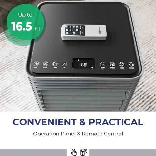Miniatura 4 de COSTWAY Aire acondicionado portátil, espacios de 10000BTU de hasta 350 pies cuadrados, con control remoto, temporizador de 24 horas y kit de Gris