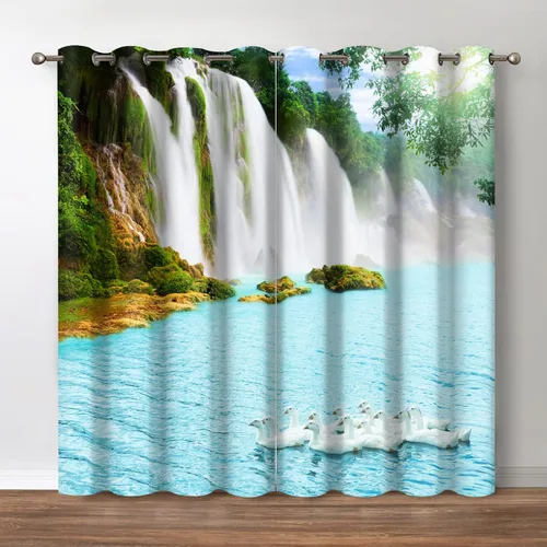 Miniatura 9 de Jekeno Cortinas opacas para oscurecer la habitación, con ojales, para ventana, atardecer, océano hawaiano, playa, tropical, palmera, decoración