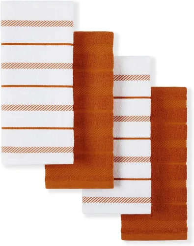 KitchenAid Albany - Juego de 4 toallas de cocina, naranja miel/blanco, 16 x 26 pulgadas