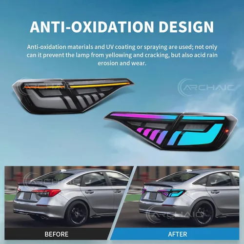 Miniatura 5 de Archaic Luces traseras compatibles con Civic de 11ª generación 2022-2025 Honda Civic Sedan, con animación DRL/señal de giro secuencial, par