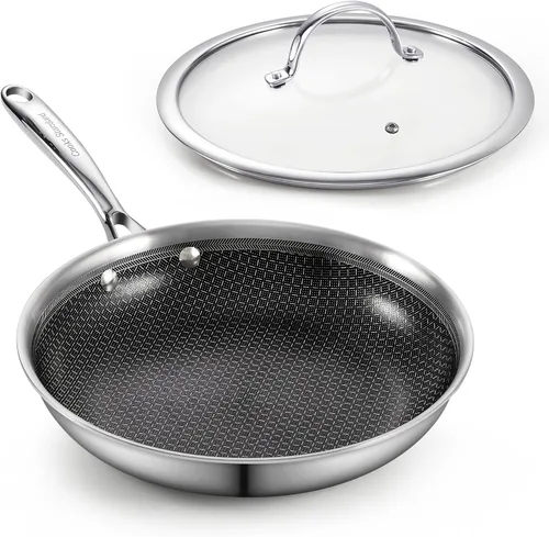 Miniatura 11 de Cooks Standard Sartén antiadherente híbrida de 8 pulgadas con revestimiento de varias capas, sartén de acero inoxidable con tapas de vidrio