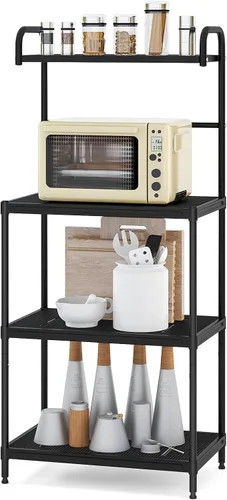 Miniatura 12 de Giantex Estante para panaderos de 4 niveles, estante de almacenamiento de cocina, soporte para horno de microondas, estantes metálicos de alambre