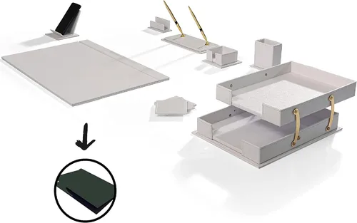 Miniatura 3 de MOOGCO Bonded Set - Accesorios de escritorio - Organizador de escritorio de cuero - Juego de cuero regenerado - Accesorios de escritorio de oficina