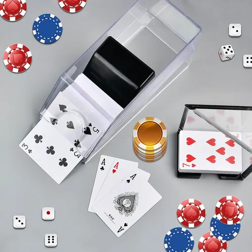 Miniatura 7 de Bandeja de blackjack para zapatos y descartes, zapato de blackjack transparente, dispensador de tarjetas acrílicas para jugar a las cartas, bandejas
