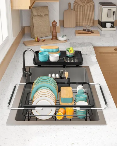 Miniatura 6 de Sakugi - Estante extensible para secar platos sobre el fregadero con escurridor de platos, organización del fregadero y elementos esenciales