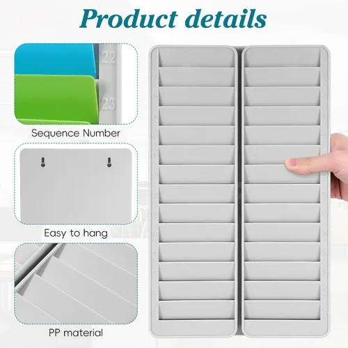 Miniatura 3 de Estante para tarjetas de 28 tiempos, soporte para tarjetas de tiempo, montado en la pared, organizador colgante para oficina, almacén, fábrica