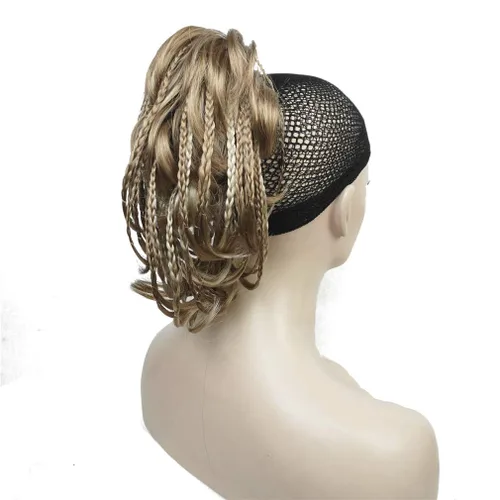 Miniatura 3 de Wiginway - Extensión de pelo sintético trenzado hecho a mano con pinza para la mandíbula, promedio #H16-613 Rubio dorado más claro con reflejos