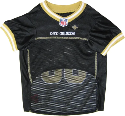 Miniatura 5 de Camiseta para perro de los New Orleans Saints, de la NFL, talla: L, el mejor atuendo de camiseta de fútbol americano para perros o gatos, con Santos