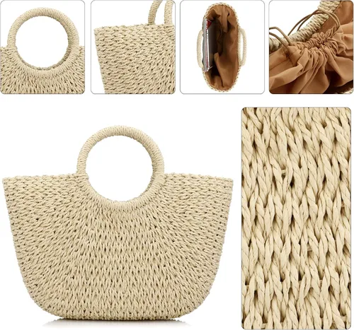 Miniatura 3 de Bolso de playa de verano para mujer, bolso de mano con asa superior, bolso de viaje de gran capacidad, bolso de mano tejido a mano, bolso grande