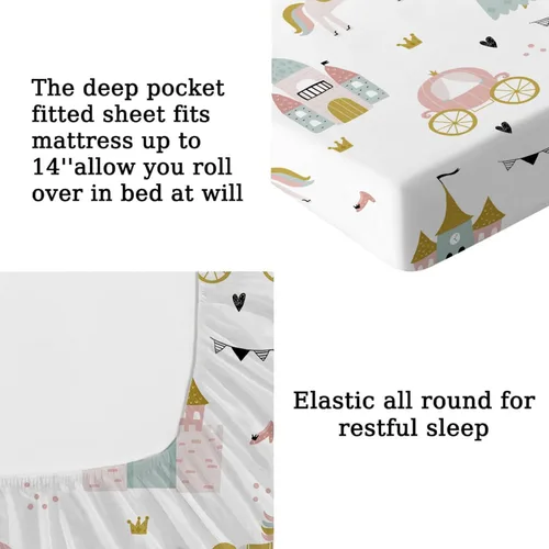 Miniatura 15 de MUSOLEI Sábana bajera ajustable de hongos, ropa de cama de hongos, decoración de hongos para niños, niños; juego de sábanas individuales; 1 sábana