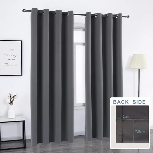 Miniatura 2 de Pickluc - Paneles de cortina opacas grises con ojales, cortinas bloqueadoras de luz para sala de estar, aisladas térmicamente, reducción de ruido