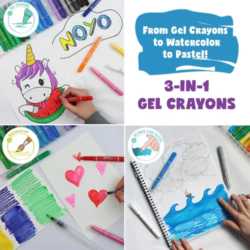Miniatura 4 de DOODLE HOG Crayones lavables de 12 colores, para niños y niños pequeños, acuarela, no tóxicos, 3 en 1, para niños de 4 a 8 años