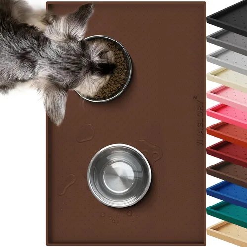 Miniatura 15 de Vivaglory - Tapete para comida de mascotas grande 24 (largo) x 16 (ancho) pulgadas o pequeño de 19 (largo) x 12 (ancho) pulgadas, impermeable, Negro
