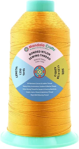Miniatura 233 de Mandala Crafts - Hilo de nailon para coser cuero, tapicería, mezclilla y para trenzar el pelo; resistente, 1500 yardas, tamaño 69 T70 Marrón