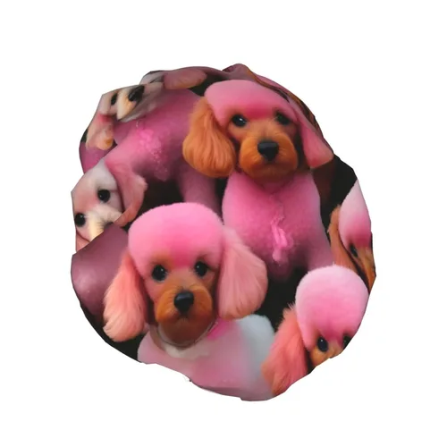 Miniatura 2 de Gorro de ducha reutilizable con estampado de cerdo rosa para mujer, doble capa impermeable, gorro de baño de secado rápido
