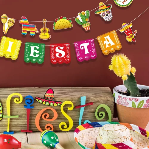 Miniatura 2 de Cartel de fiesta de Cinco de Mayo, suministros para fiestas mexicanas, guirnalda de Cinco de Mayo, decoración de fiesta, Día de los Muertos, telón
