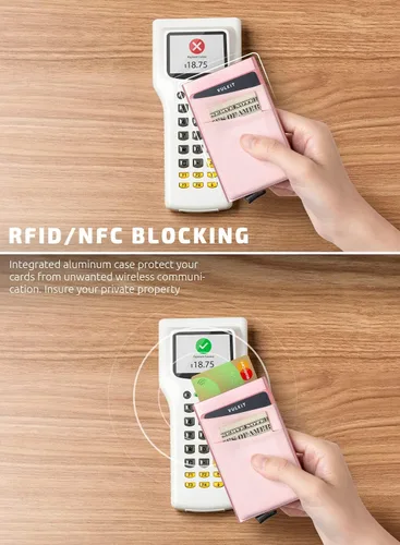 Miniatura 42 de VULKIT Card Holder with Money Pocket Pop Up Wallet RFID Blocking Slim Metal Bank Card Case Holds 5 Cards and Notes