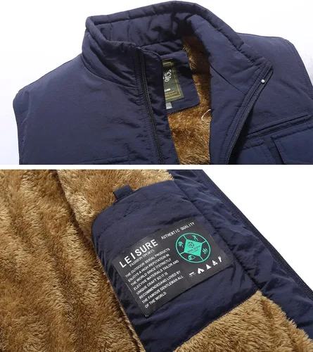 Miniatura 4 de Msmsse Chaleco acolchado de invierno para hombre, chaleco acolchado con cuello alto, chaleco acolchado cálido