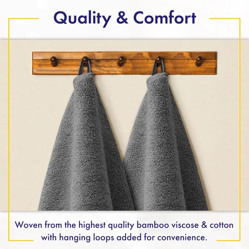 Miniatura 4 de Alusa Home - Toallas de baño ultrasuaves y lujosas de viscosa de bambú - 700 g/m² - Juego de 6 toallas de baño de lujo - Super absorbentes y de Gris
