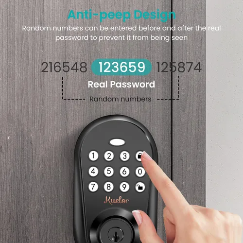 Miniatura 5 de Cerradura de puerta de entrada sin llave, cerradura inteligente con teclado para puerta delantera, código de teclado electrónico con bloqueo