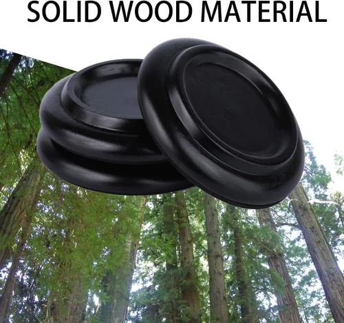 Miniatura 5 de Protectores de suelo de madera maciza para piano, patas de piano, paquete de 3 tazas con espuma antideslizante y antiruido (negro)
