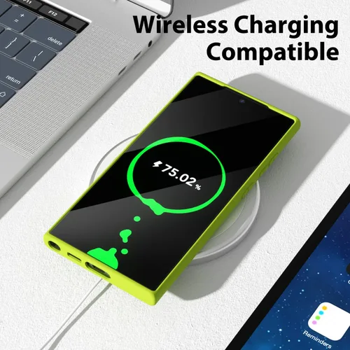 Miniatura 7 de oakxco para Samsung Galaxy S22 Ultra Funda de teléfono de silicona líquida, color sólido fluorescente brillante, cubierta protectora de goma TPU